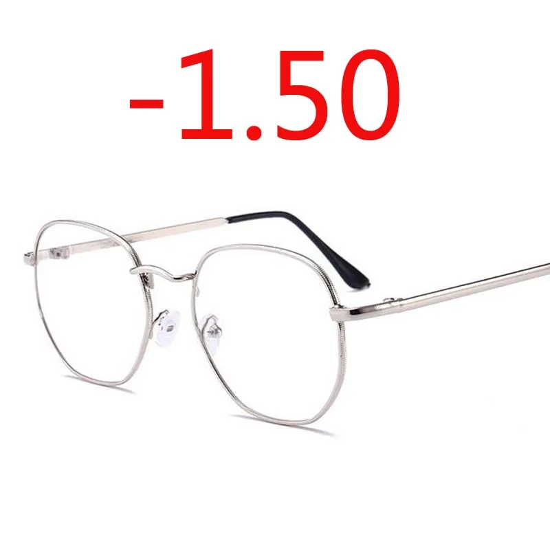 Оправа для очков из сплава, Женская оправа для близорукости, женские винтажные очки-1,0-1,5-2,0-2,5-3,0-3,5-4,0 - Цвет оправы: Silver Myopia150