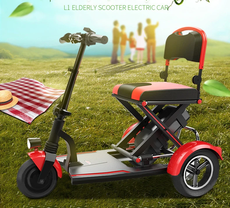 Excellent 2018 Folding Electric Vehicle Elderly Scooter Electric Tricycle Disabled Bicycle Lithium Battery 6