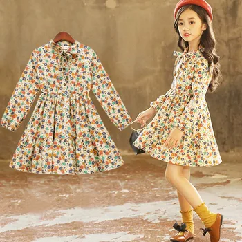 

Kid Baby Clothing Dress 2019 New Preppy Spring Style Girls Dress Long-Sleeve Bow Princess Dress Design Kids Clothes Party Dress