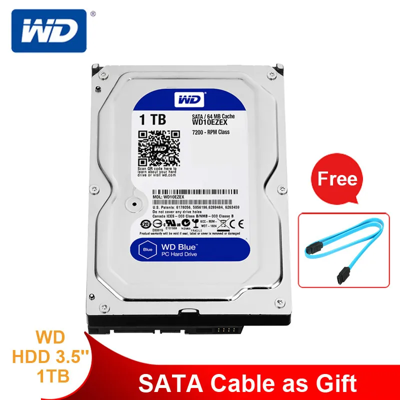 Синий Жесткий диск Western Digital 1 ТБ жесткий для настольного ПК внутренний 3 5 дюйма 7200