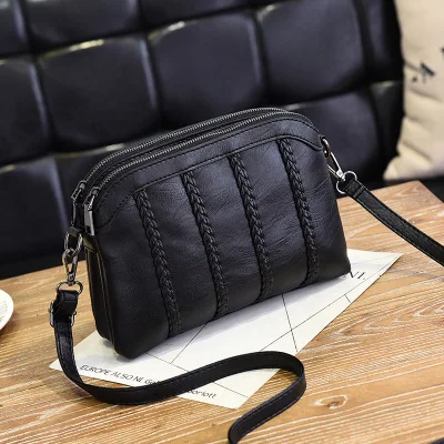 Повседневная дизайнерская маленькая сумка для телефона, женская мягкая кожаная женская сумка через плечо, черная сумка через плечо - Цвет: 7