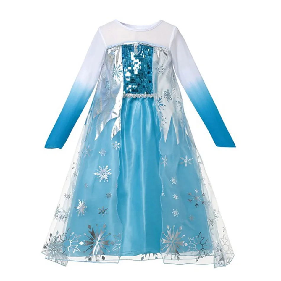 PaMaBa/платье Эльзы для девочек фантазийный детский наряд Снежной Королевы на день рождения вечерние костюм принцессы Эльзы на Хэллоуин - Цвет: Dress Only