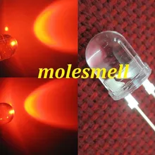 250 шт. 0,5 Вт 10 мм 250000mcd светодио дный лампы-Ультра яркий красный светодио дный s DIY 10 мм светло-светодиод