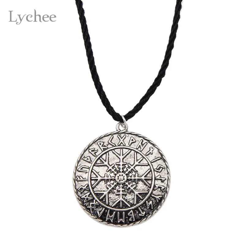 ليتشي odin's رمز قلادة قلادة فايكنغ نورس الروني الرونية vegvisir البوصلة قلادة neckalce المجوهرات للرجال النساء