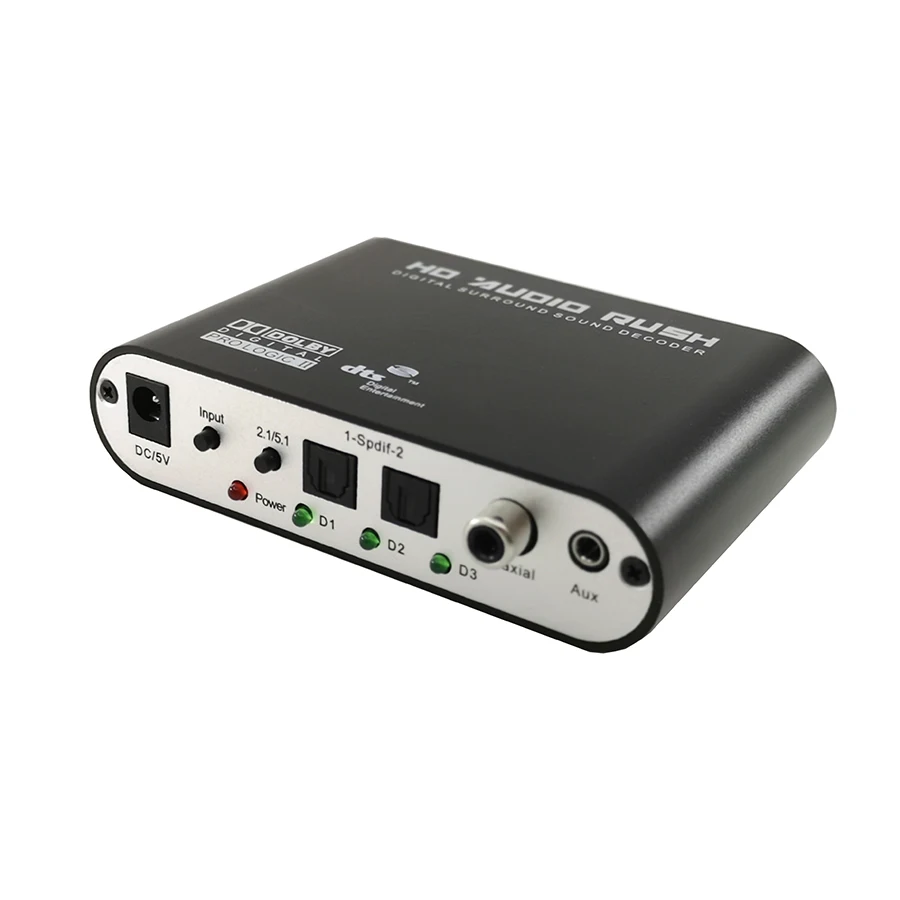 

5.1CH Optical SPDIF Coaxial 3.5mm AUX to 6 RCA Adapter Digital to Analog Stereo Audio Decoder DTS AC3 Audio Converter Amplifier
