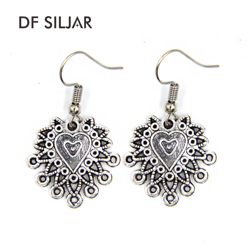 20pc/lot Antique Silver Plated Vintage Dangle Earrings Charms Connectors DIY Earring Findings