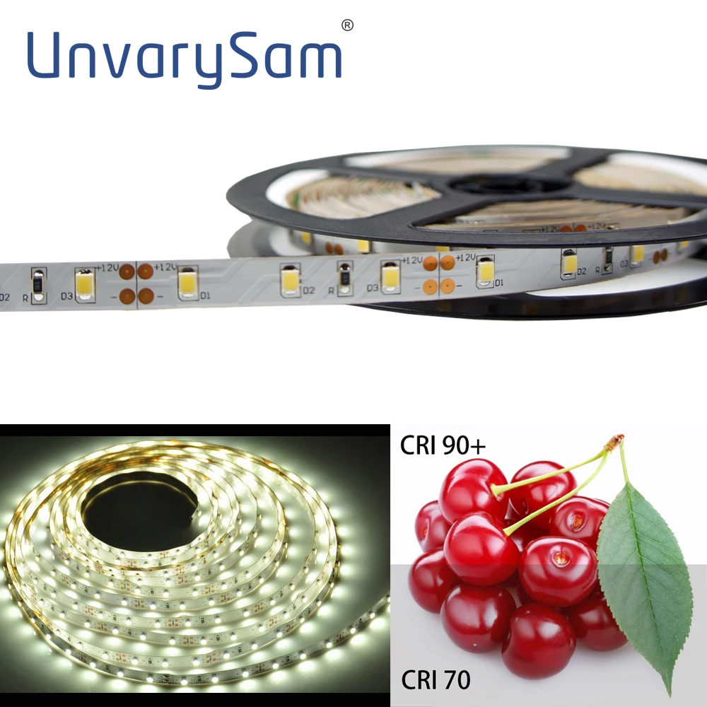 Высокий CRI 90 + светодиодный светильник SMD2835 DC12V 1116LM/M белый гибкий бар 300 s 5 м 8 мм