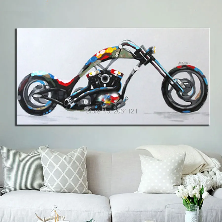 

100% Hand made promotion canvas painting cool motorcycle art picture Home Decor Oil Painting on canvas gift for boy