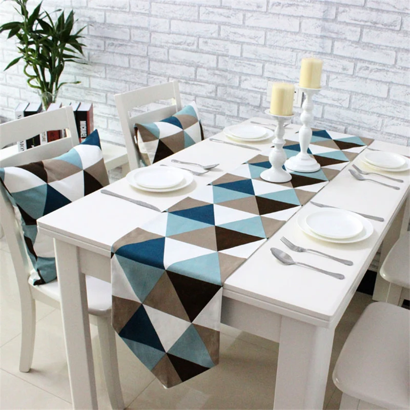 Modern Simplicity Style Colorful Triangular Pattern 100 Cotton Modern Simplicity Style Colorful Triangular Pattern 100 Cotton Table Runner Soft Decorative Cloth For Hotel Home In Runners From
