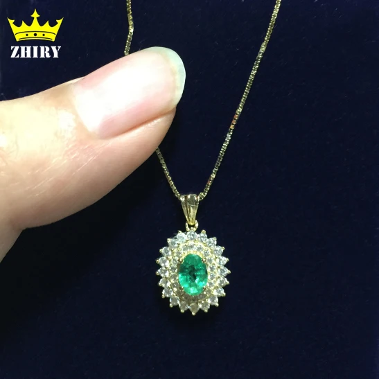 Women natural Emerald stone pendant Necklace Genuine 925 sterling silver Gold plated Precious gem Fine jewelry birthstone