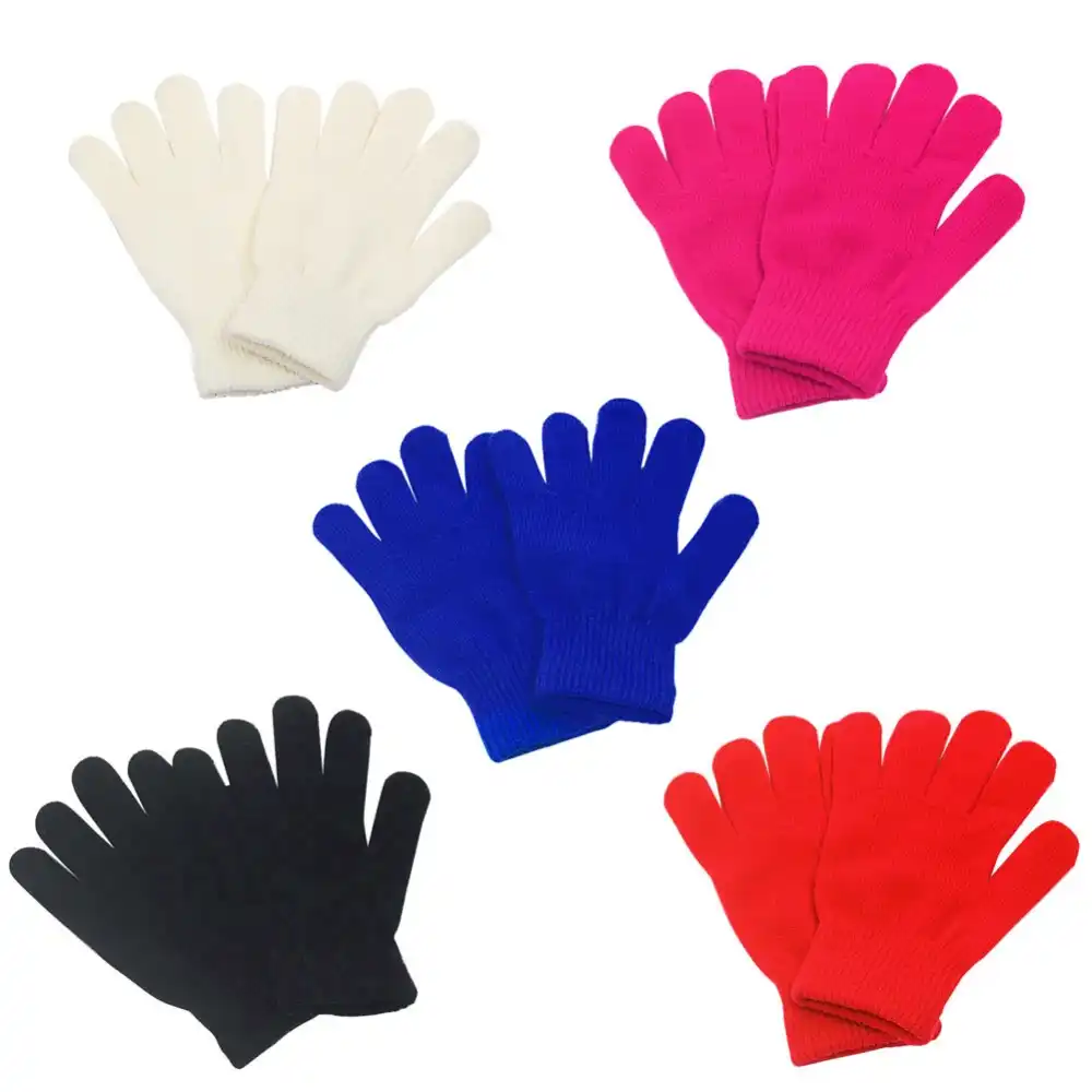 Cooraby 5 Pairs Kids Gloves Winter Magic Gloves Children Stretchy Full Fingers Gloves with Gift Mesh Bag