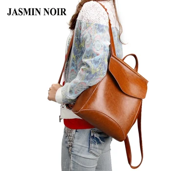 

Women Genuine Leather Backpack Oil Cow Shoulder Bag School Bag for Teenagers Girl's Fashion High Quality Casual Travel Bagpack
