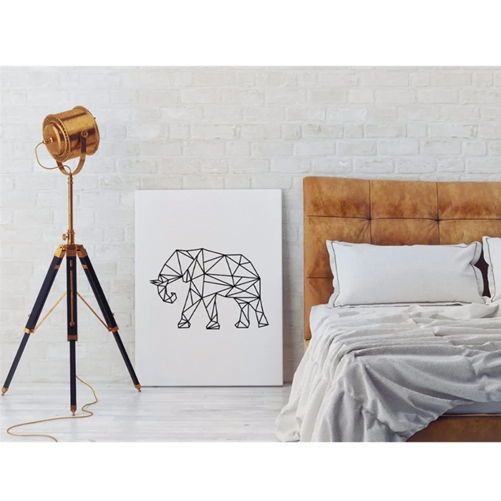 Geometric Modern Elephant Art Mural Black Canvas Oil Painting Wall Pictures Paintings for Living room Decor | Дом и сад