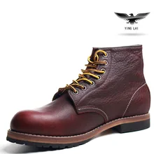 2017 die Handgefertigten frühlingsqualitäts Männlichen Lederstiefel Martin stiefel Japanischen Goodyear Herren Arbeitsschuhe ROTE Flügel Schuhe