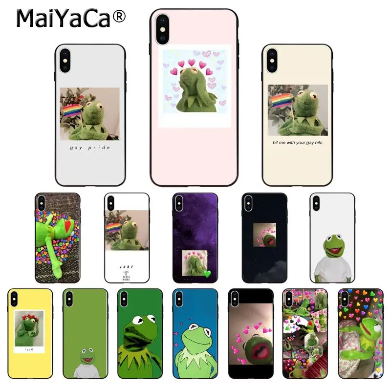 

MaiYaCa Kermit the frog Black TPU Soft Phone Case Cover for Apple iPhone 8 7 6 6S Plus X XS MAX 5 5S SE XR Cover