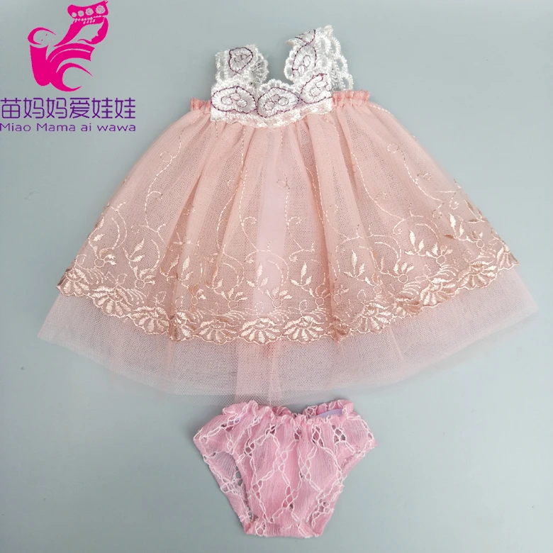 Розовое платье с подштанниками для новорожденных, 18 дюймов, 43 см, одежда для куклы для мальчиков и девочек, рубашка и джинсовые штаны, 18 дюймов, 45 см