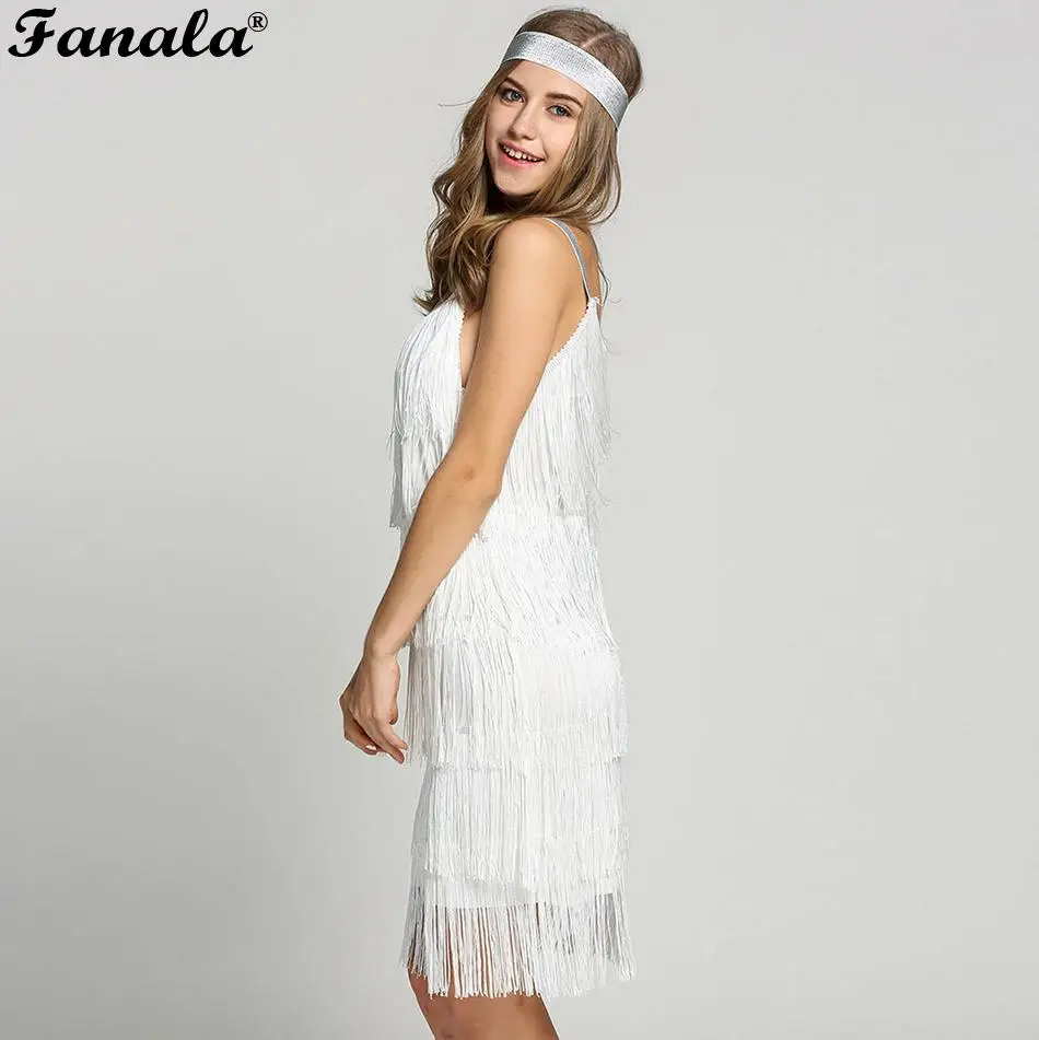 

Tassels Women Straps Dress Fashion Glam Party Dress Gatsby Fringe Flapper Costume Dress