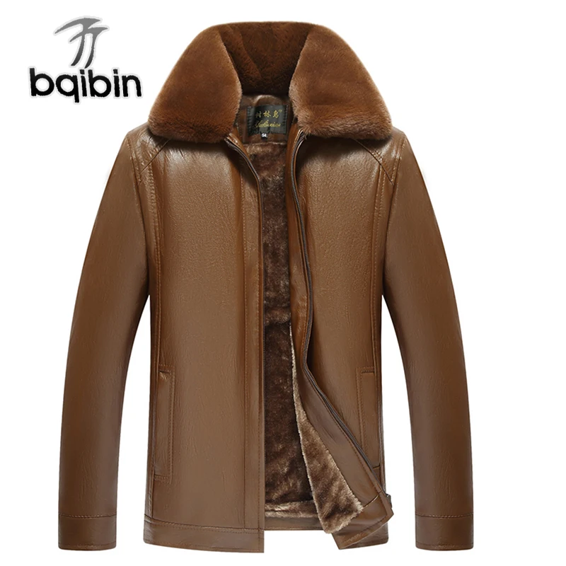 

5XL 6XL Warm Fleece Leather Men Jacket Winter Thick Casual PU Windbreaker Long Sleeve Fur Collar Varsity Male Coat Outerwear