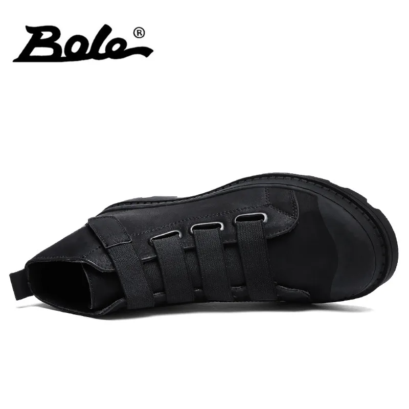 Água Confortável Couro Sola Prova top Homens Preto Tênis Borracha Do Bole marrom À Sapatos Para cinza High Casuais Dedo Pé D' Redondo De XTYHnnwZq
