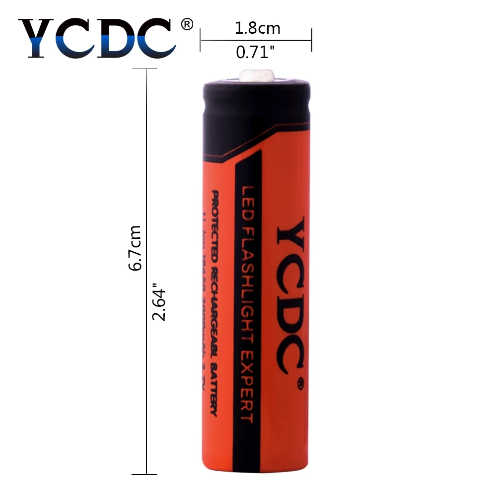 YCDC 4 шт 18650 литий-ионная аккумуляторная батарея 3,7 вольт 3000 мАч батареи с 18650 держателем батареи для фонарика, камер, игрушек