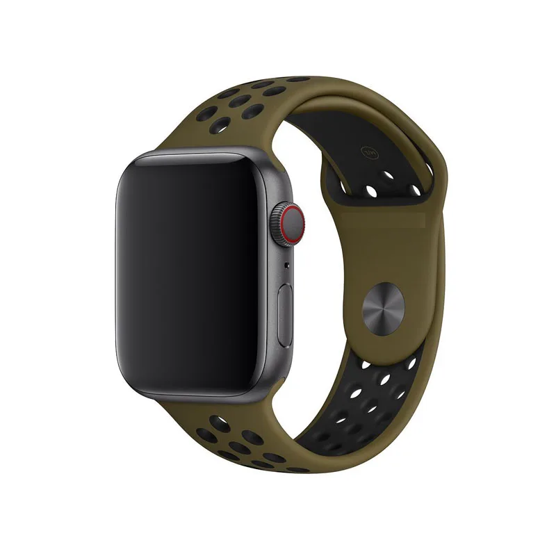 Гибкий браслет ремешок для наручных часов Apple Watch спортивный силиконовый ремешок Series 5/4/3/2/1, 42 мм, 38 мм, 40 мм 44 мм резиновый для наручных часов iWatch, ремешок - Цвет ремешка: Olive Black