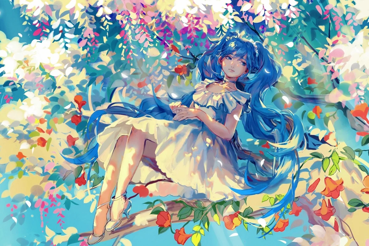 Девушка-цветок фэнтези. Весенний арт. Девушка с весенними цветами. Весенний арт. Весенний арт.
