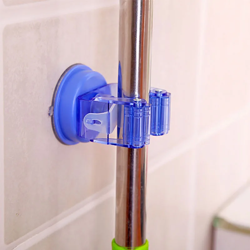 

2018 Suction Storage Holder Wall Mounted Broom Holder Space Saving Brush Hanging Tools Organizer Bathroom Storage Accessories