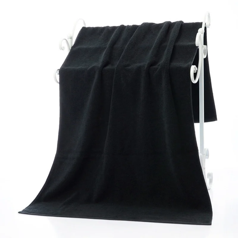 LFH черное банное полотенце 70X140 см, большое абсорбирующее полотенце из чистого хлопка, многоцелевое использование для ванны и йоги