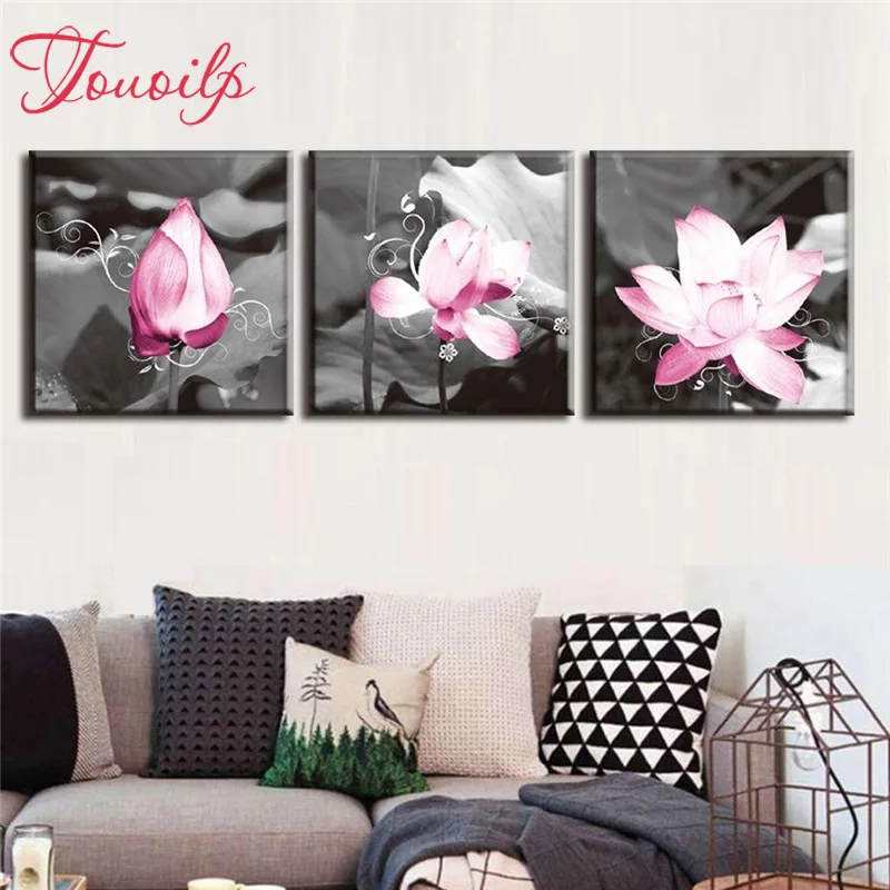 Алмазная живопись Лотос квадратная и круглая 3 шт. | Дом сад