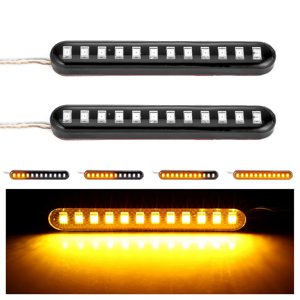 2 шт мотоцикла Led поворотник полосы света течет вода Хвост тормоза мигалка 12LED