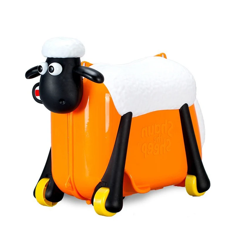 Милая мультяшная овечка, форма, Детский чемодан на колесиках, одноцветная детская переноска, вращающийся багажник, дорожная сумка - Цвет: Orange