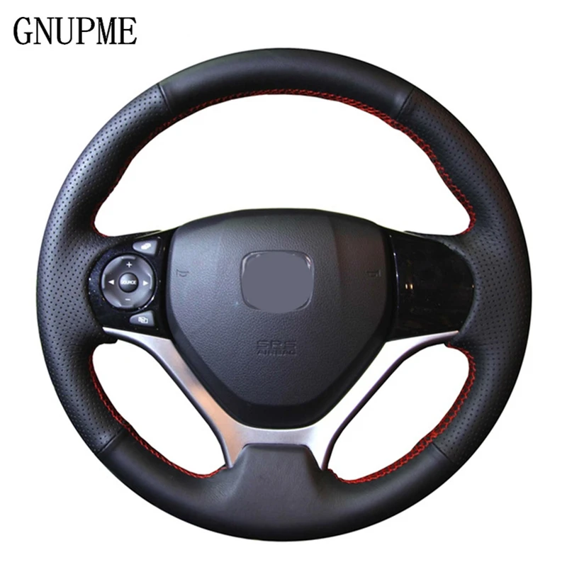 Gnupme Diy Handsewing Steering Cove Artificial Leather Black Steering