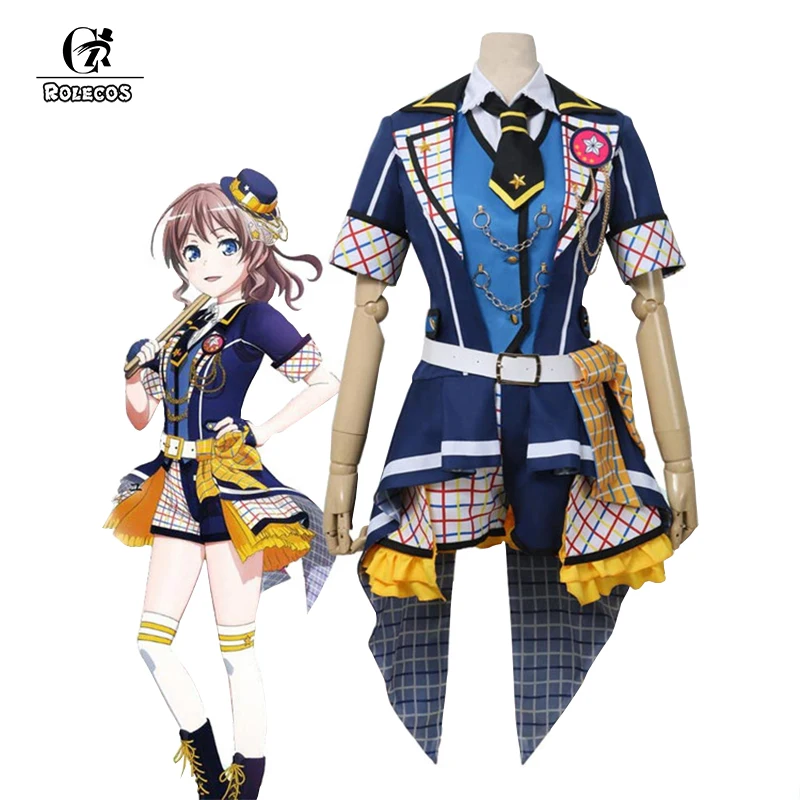 ROLECOS аниме BanG Dream! Карнавальный костюм Poppin Party Saya Yamabuki для косплея темно-синяя юбка