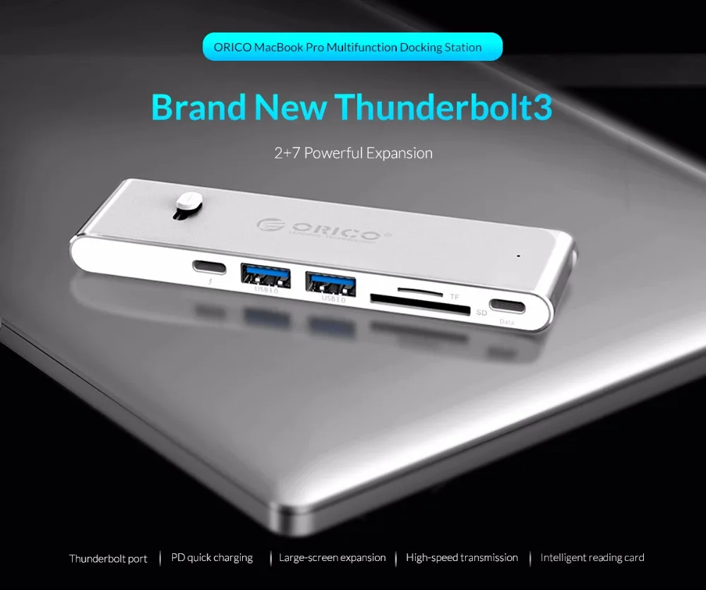 ORICO usb-хаб из алюминиевого сплава type-C концентратор USB C для HDMI/type-C/USB3.0/RJ45/PD зарядный концентратор USB3.0 концентратор