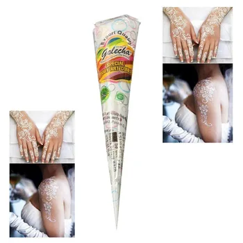 

12pcs Indian Henna Paste Temporary Tattoo Beauty Women Body Paint hena Art Cream Cone For Stencil Mehndi Body Art White Color