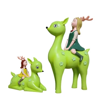 

2 Pieces Deer Cartoon Statue Mini Figurine Crafts DIY Cute Desk Ornament Miniatures Home Decor Doll Children's Birthday Gifts