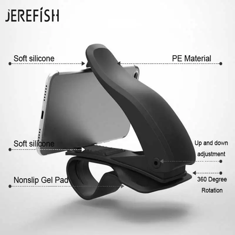 JEREFISH нескользящий 360 Вращение приборной панели Автомобильный держатель для iPhone 7 8 8 Plus X samsung gps HUD дизайн автомобильный держатель телефона