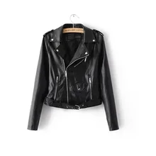 2017 S-XL New Spring Fashion Bright Colors Good Quality Ladies Basic Street Women Short PU Leather Jacket Drop Shipping
