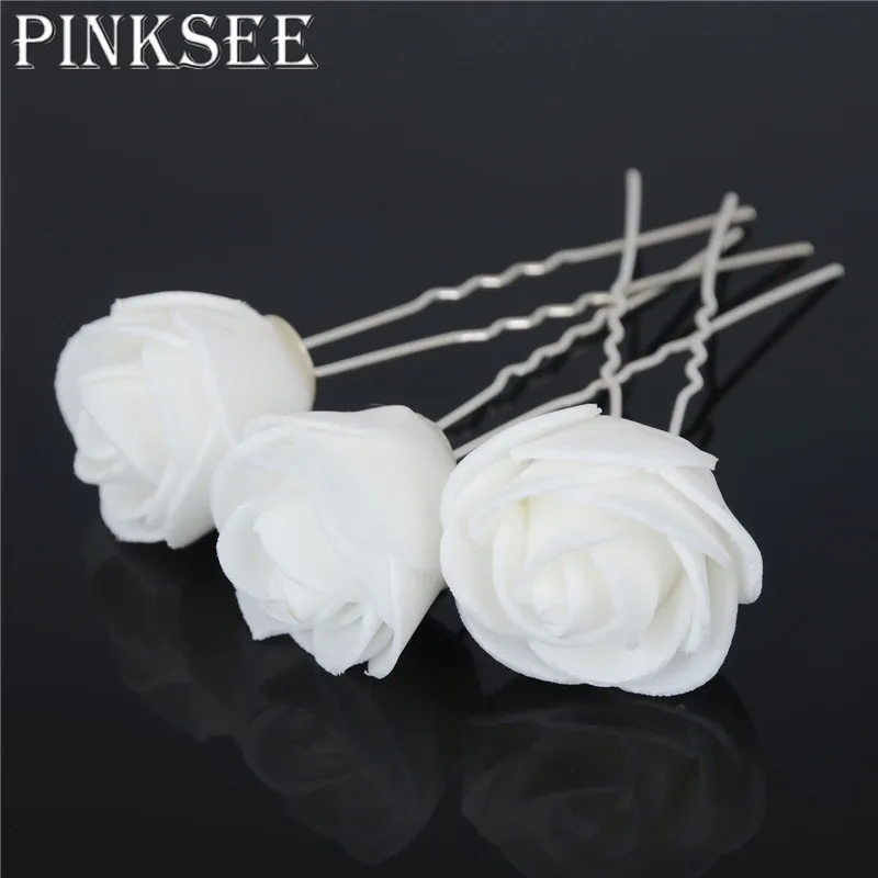 6 Pcs Small Rose Flower Hair Pins Wedding Bridal Flower Accessory Bridesmaids