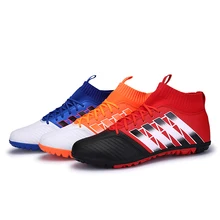 new men and women professional futsal shoes TF cleats soccer boots high ankle football sneakers kids cheap grass nail students