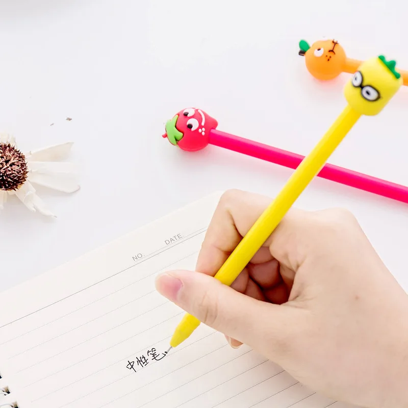 

Jonvon Satone 12 Pcs Creative Cartoon Fruit Neutral Pen Office Study Black Signature Pen Korean Stationary Student Stationery