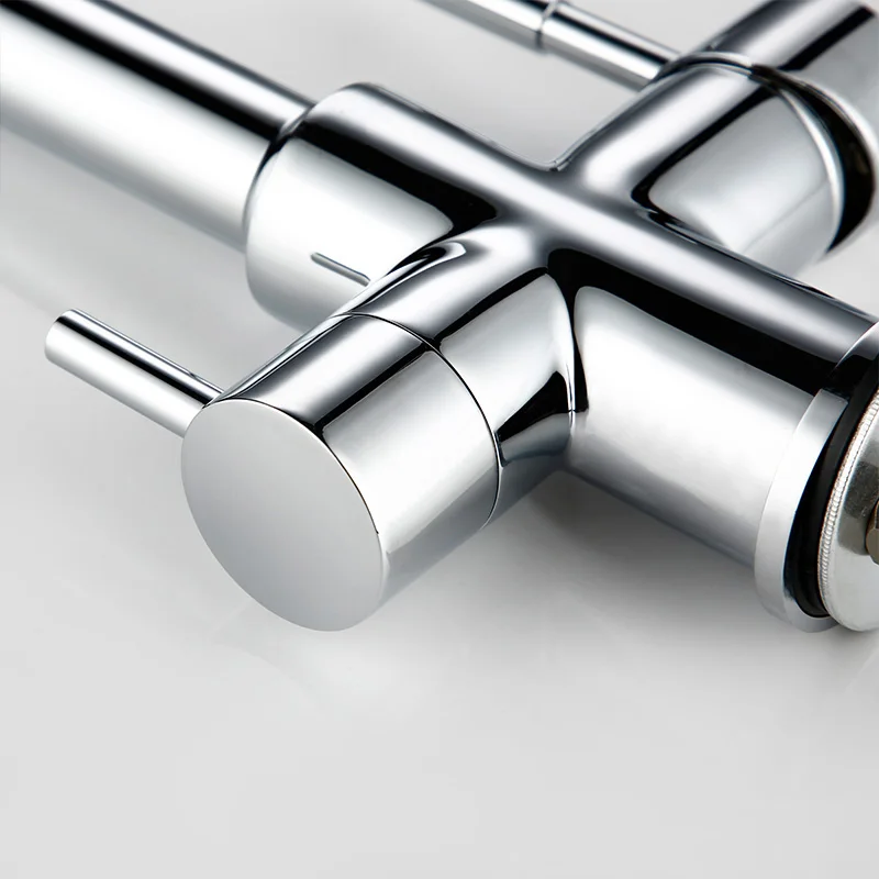  Smesiteli Kitchen Tri Flow Faucet Brass Chrome Swivel With Sprayer Hose Water Purification Function - 32949847677
