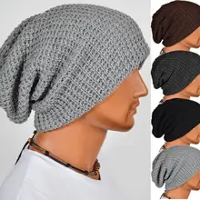 Мужская и Женская Повседневная вязаная мешковатая Шапка-бини шапка с черепом зимняя теплая шикарная прочная чашка