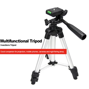 

Aluminum Alloy Tripod Portable 3-sections Stand JF-3110 45-130cm w/Phone Holder 1/4" Screw Hole for Projector Smart Phone