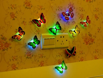 

10pcs/lot ABS Beautiful Butterfly LED Night Light Lamp with Suction Pad Multicolor
