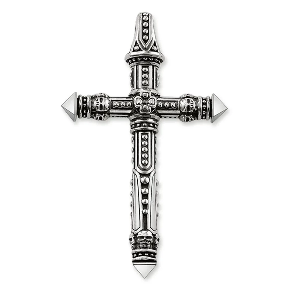 

Pendants Cross Skull Black Zirconia Pave, 2019 New Punk 925 Sterling Silver Rebel Fashion Jewelry Gift For Women And Men Bijoux