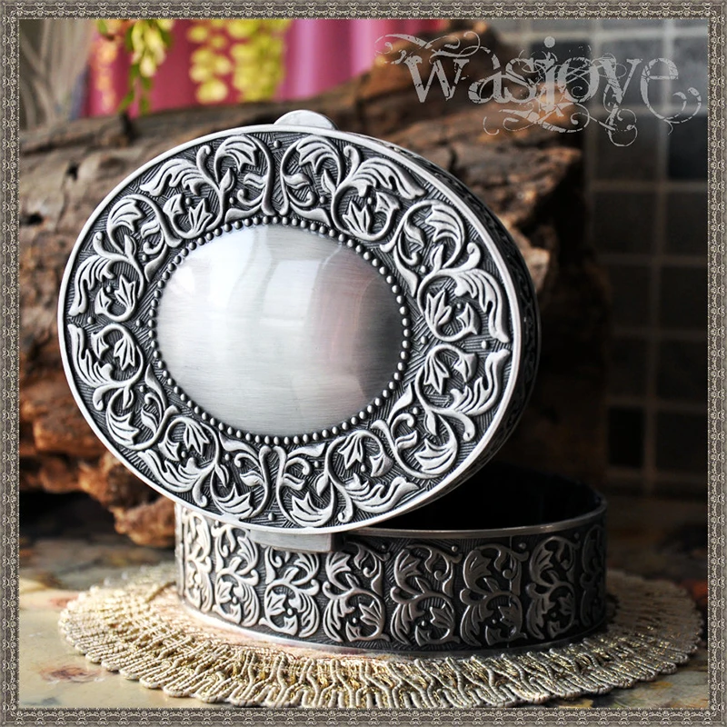 

Mermaid Tears Type Round Bracelet Box for Jewelry Ring Necklace Earring Display Packaging Metal Jewelry Holder 12.5*9.5*4.5cm