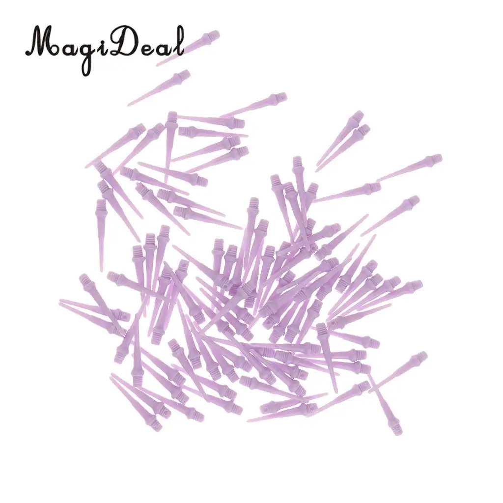 MagiDeal 100 Pieces Dart Soft Tips Points 2BA Standard Darts Needle Purple