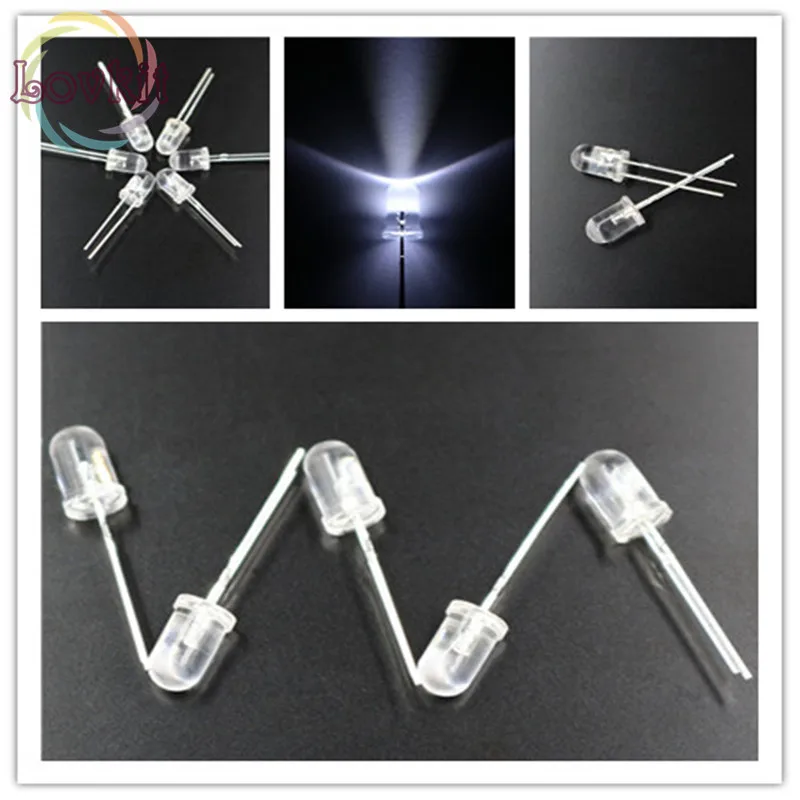 

1000pcs 5MM Round Top White leds 5mm Ultra Bright light Emitting Diodes LED High Quality Electronic Components Wholesale Retail