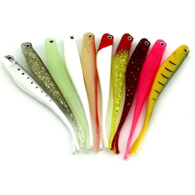 

10pcs Pesca Artificial Fishing Lure 88g/lot Soft Lure Japan Shad Worm Swimbait Jig Head Fly Fishing Silicon Rubber Fish #2M07